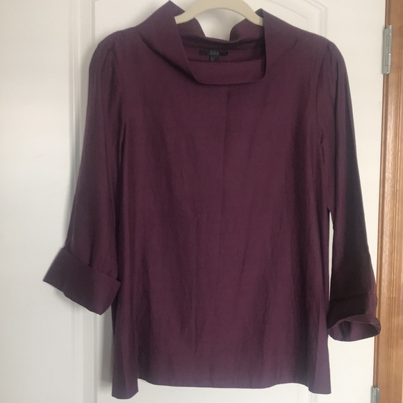 COS Tops - COS Burgundy Deep Berry 3/4 sleeve Cowl-neck-ish Top  Size 8 with tags.